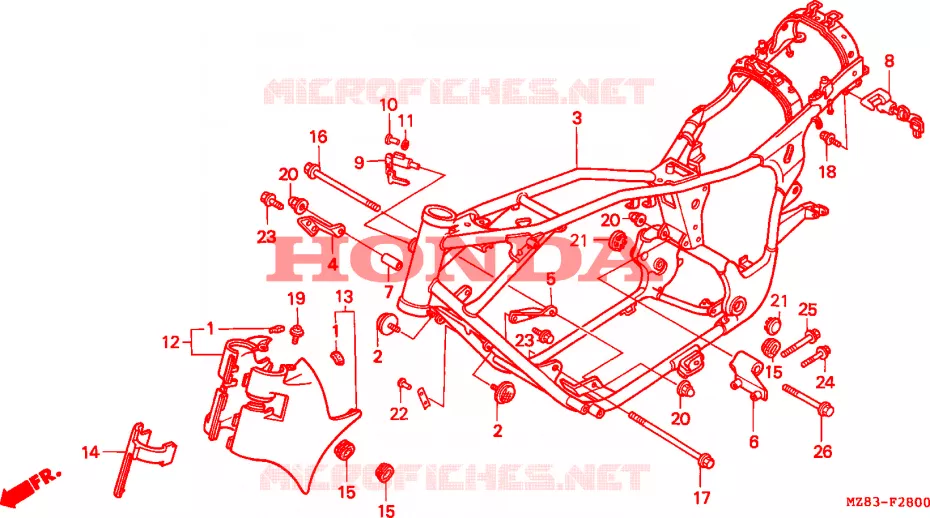 CADRE Honda MOTO 600 SHADOW 1996  VT600CT