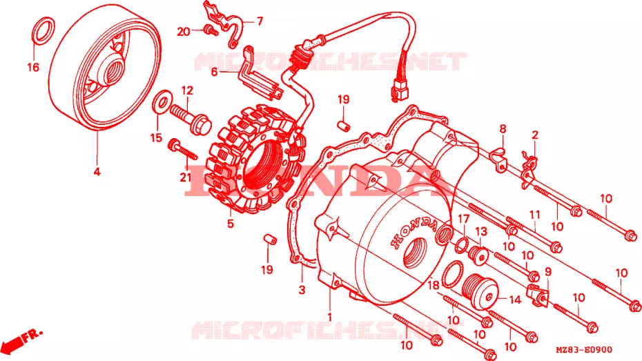 CARTER MOTEUR GAUCHE - ALTERNATEUR Honda MOTO 600 SHADOW 1995  VT600CS