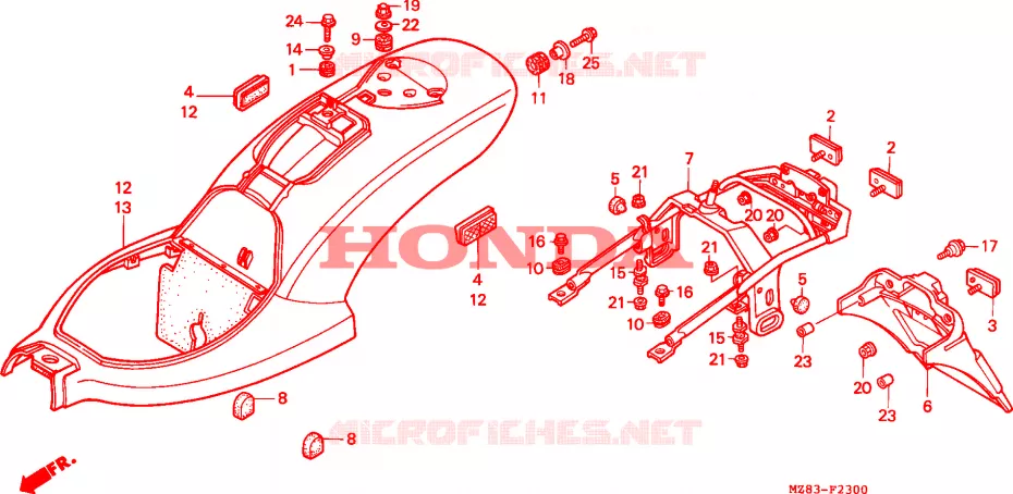 GARDE-BOUE ARRIERE Honda MOTO 600 SHADOW 1995  VT600CS