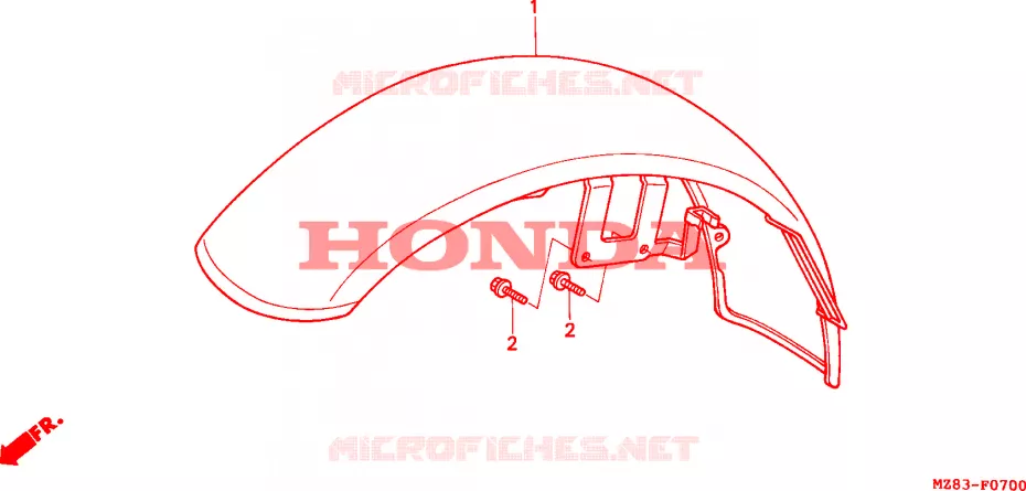 GARDE BOUE AVANT Honda MOTO 600 SHADOW 1995  VT600CS