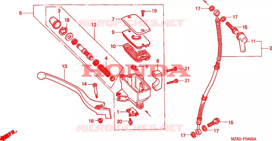 MAITRE CYLINDRE DE FREIN AVANT Honda MOTO 400 STEED 1997  NV400CV