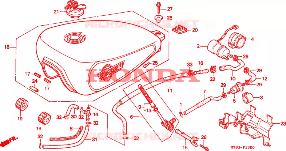RESERVOIR A CARBURANT - POMPE A ESSENCE Honda MOTO 600 SHADOW 1995  VT600CS