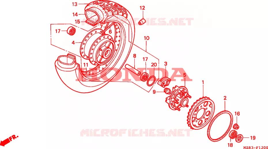 ROUE ARRIERE Honda MOTO 600 SHADOW 1996  VT600CDT
