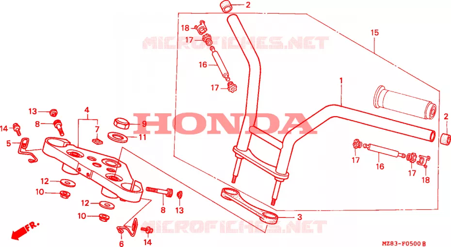 TUYAU DE GUIDON(1) Honda MOTO 600 SHADOW 1994  VT600CDR