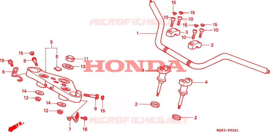 TUYAU DE GUIDON(2) Honda MOTO 600 SHADOW 1996  VT600CDT