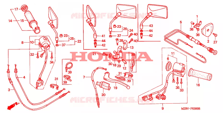 COMMUTATEUR/CABLE(1) Honda MOTO 600 SHADOW 1998  VT600CDW