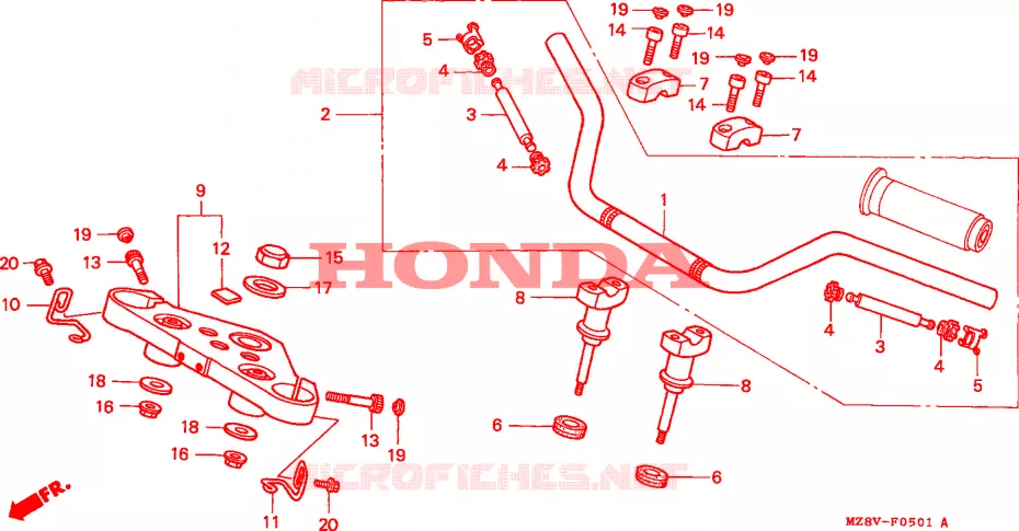 GUIDON - TE DE FOURCHE (2) Honda MOTO 600 SHADOW 1997  VT600CV