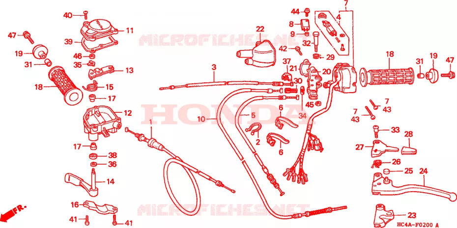 COMMODOS - POIGNEES Honda ATV 300 FOURTRAX 1993  TRX300FWP