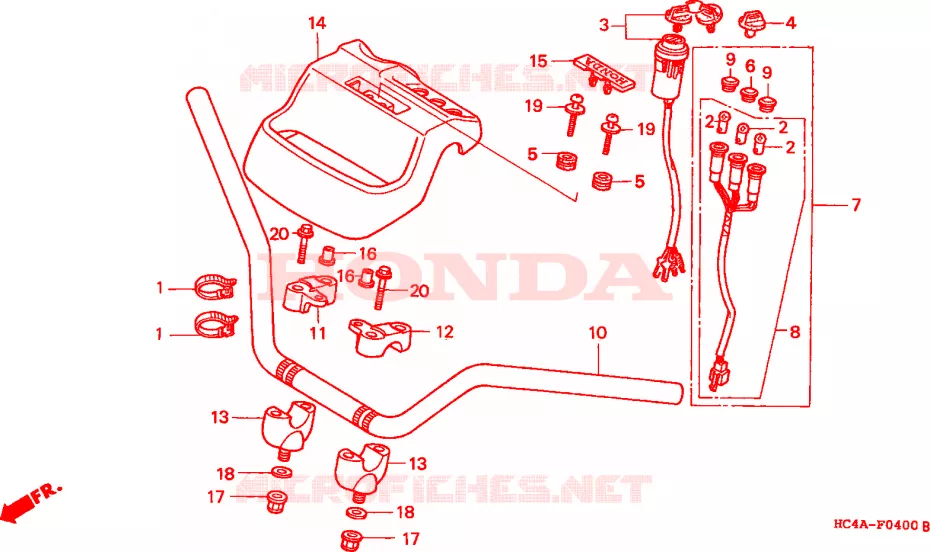 GUIDON Honda ATV 300 FOURTRAX 1992  TRX300N