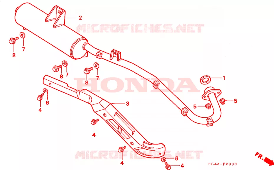SILENCIEUX D'ECHAPPEMENT Honda ATV 300 FOURTRAX 1992  TRX300FWN