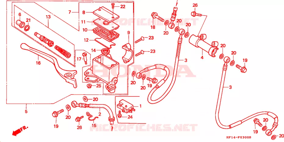 MAITRE CYLINDRE DE FREIN AVANT Honda ATV 200 FOURTRAX 1992  TRX200DN