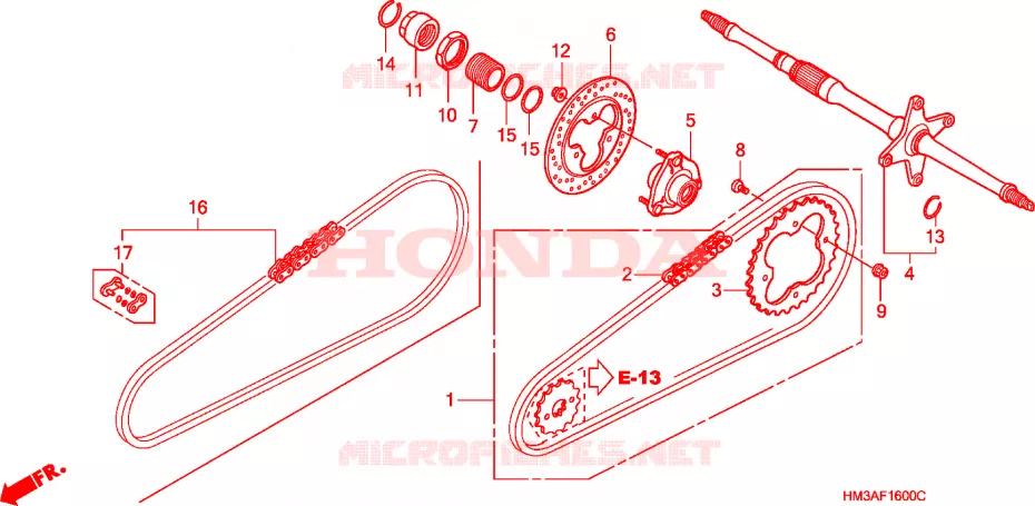 ARBRE DE ROUE ARRIERE Honda ATV 300 FOURTRAX 2008  TRX300EX8
