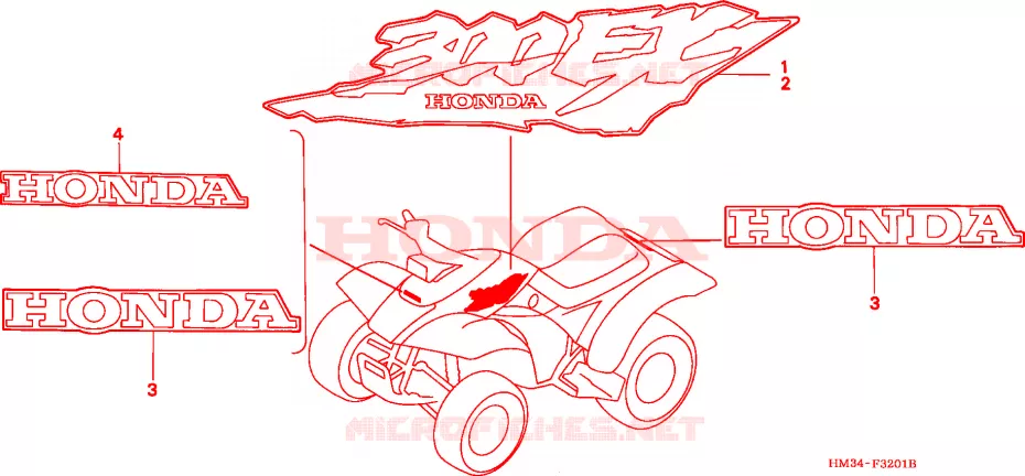 EMBLEME(2) Honda ATV 300 FOURTRAX 1997  TRX300EXT