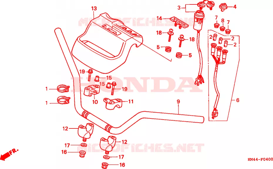 GUIDON Honda ATV 300 FOURTRAX 1997  TRX300FWV