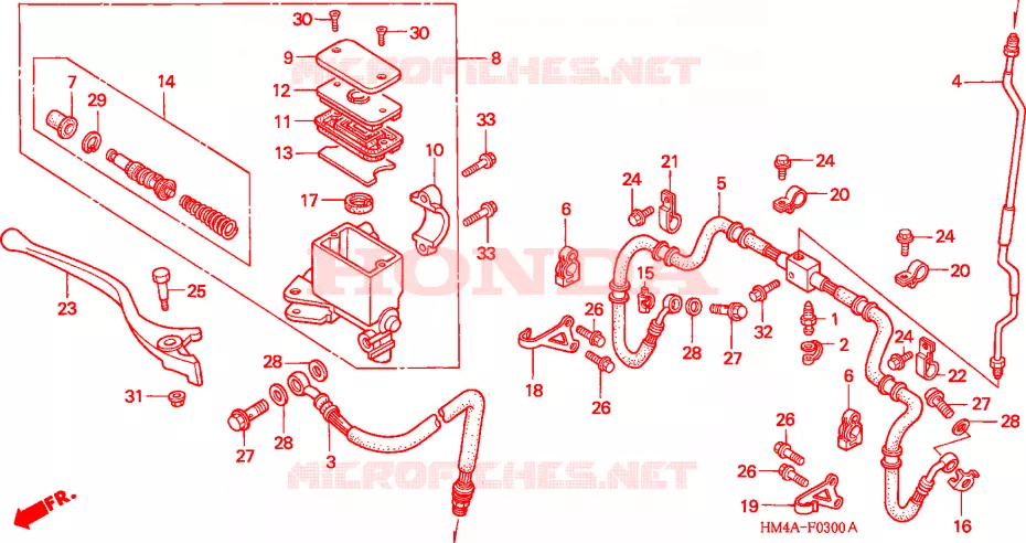 MAITRE-CYLINDRE FREIN AV.(1) Honda ATV 300 FOURTRAX 2000  TRX300Y