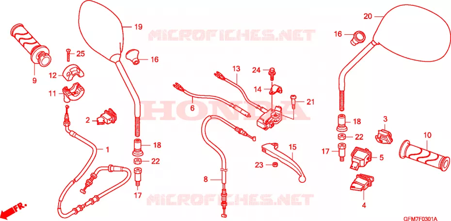 LEVIER DE GUIDON/COMMUTATEUR/CABLE(NHX110WHA) Honda SCOOTER 110 LEAD 2012  NHX110WHA
