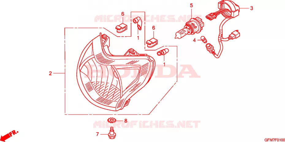 PHARE Honda SCOOTER 110 LEAD 2008  NHX110WH8