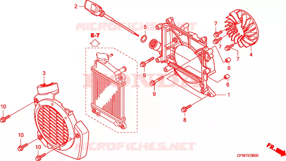 VENTILATEUR ET COUVERCLE DE RADIATEUR Honda SCOOTER 110 LEAD 2009  NHX110WH8
