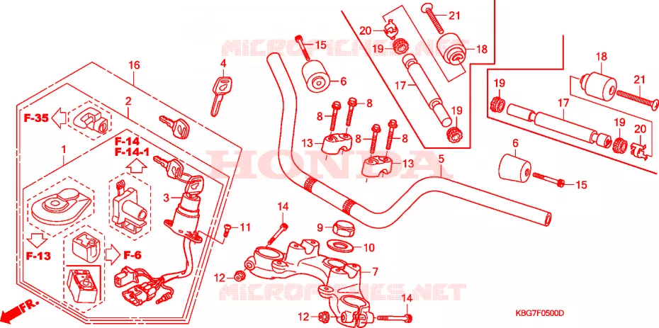 GUIDON - TE DE FOURCHE Honda MOTO 250 CB 2005  CB250P5