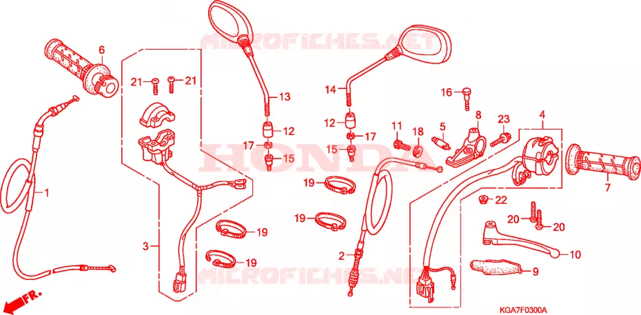 LEVIER DE GUIDON - CABLE - COMMODO Honda MOTO 125 CG 2009  CG125ES7