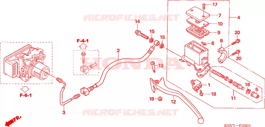 MAITRE-CYLINDRE FREIN AR.(NSS250EX) Honda SCOOTER 250 FORZA 2008  NSS250EX7