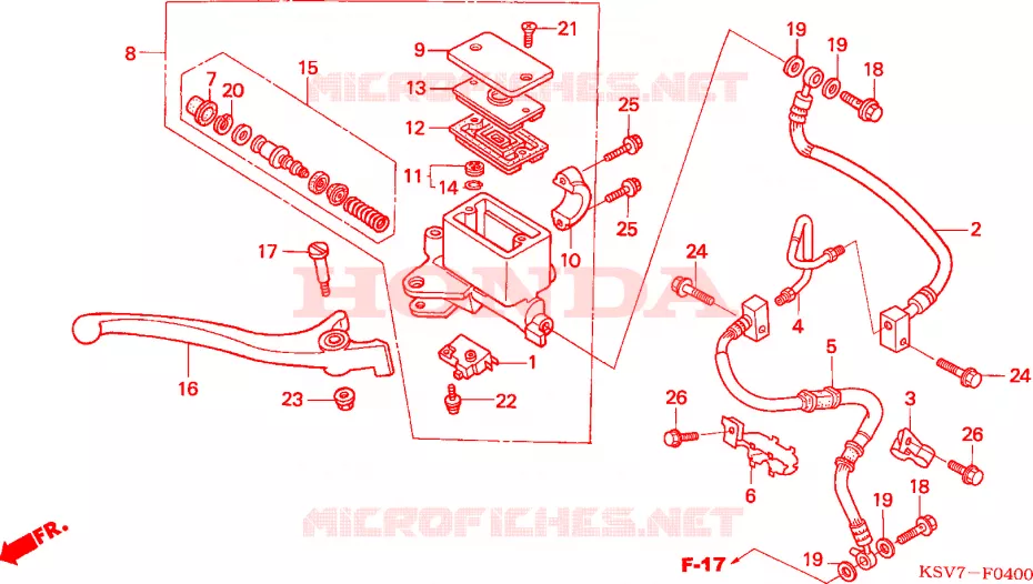 MAITRE-CYLINDRE FREIN AV.(NSS250X) Honda SCOOTER 250 FORZA 2007  NSS250X7