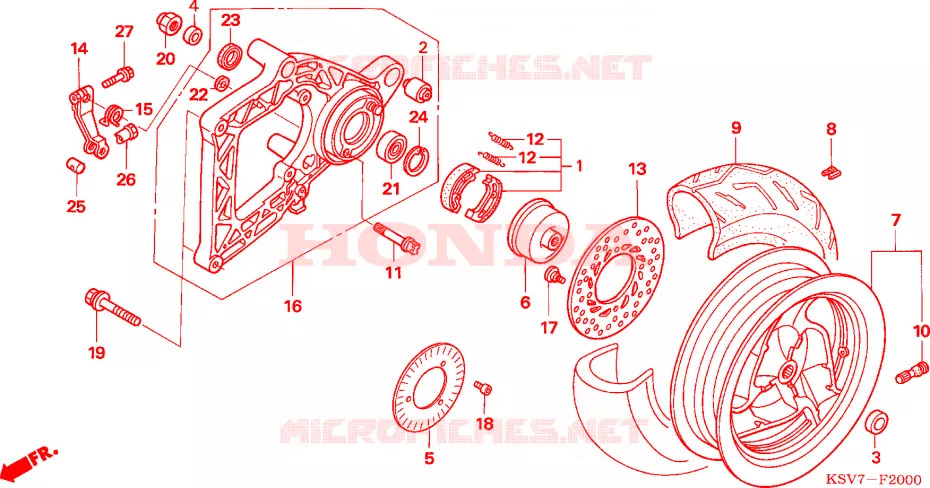 ROUE ARRIERE - BRAS OSCILLANT Honda SCOOTER 250 FORZA 2006  NSS250EX5