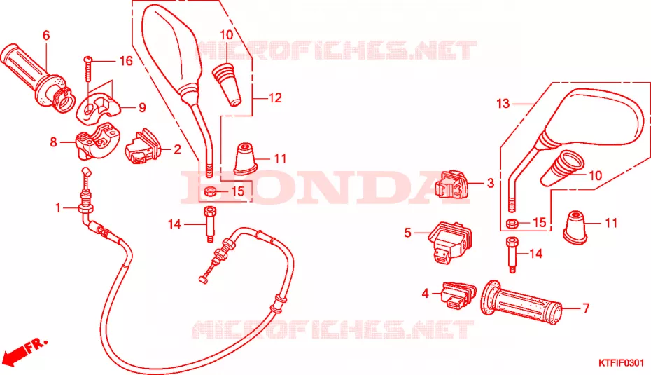 COMMODO - CABLE - RETROVISEUR (SH125/R/150/R) Honda SCOOTER 150 SH 2010  SH150RA