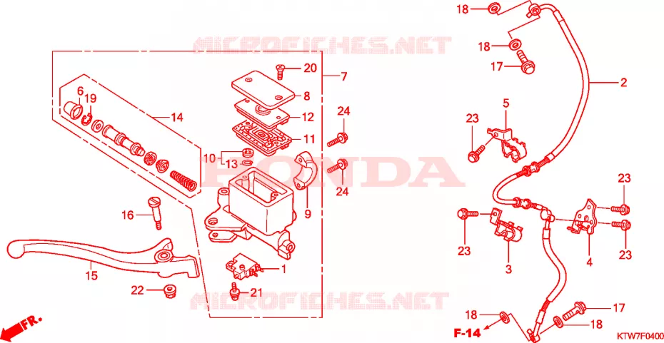 MAITRE-CYLINDRE FREIN AV.(SH300/R) Honda SCOOTER 300 SH 2008  SH300R8