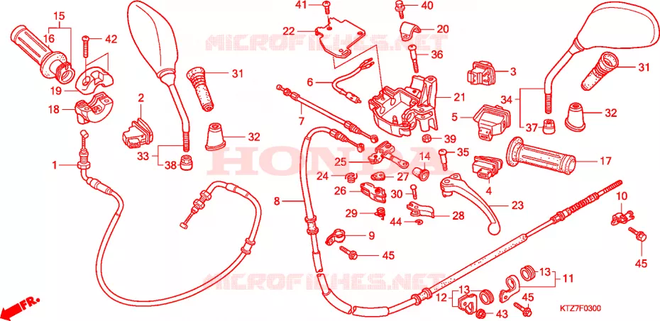 LEVIER DE GUIDON - CABLE - COMMODO Honda SCOOTER 125 PES 2008  PES1508