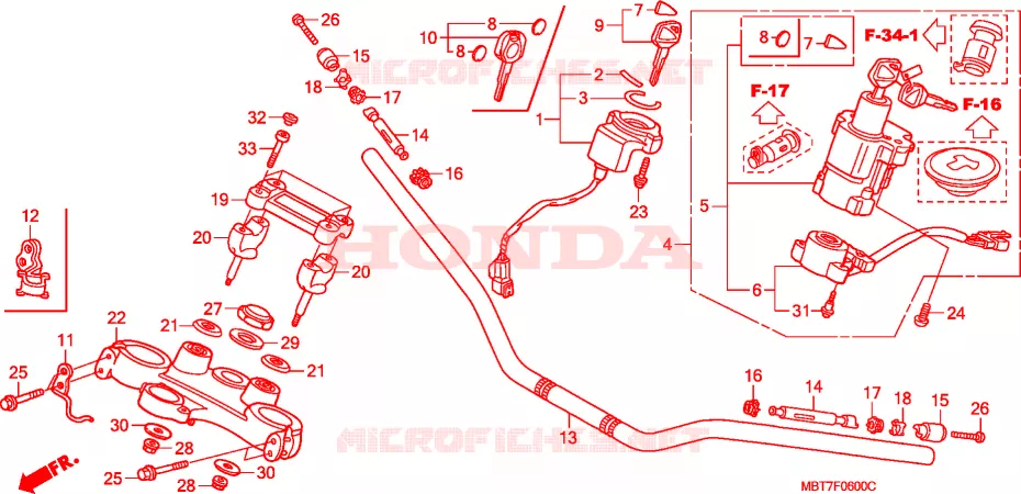 GUIDON - TE DE FOURCHE Honda MOTO 1000 VARADERO 2009  XL1000V9