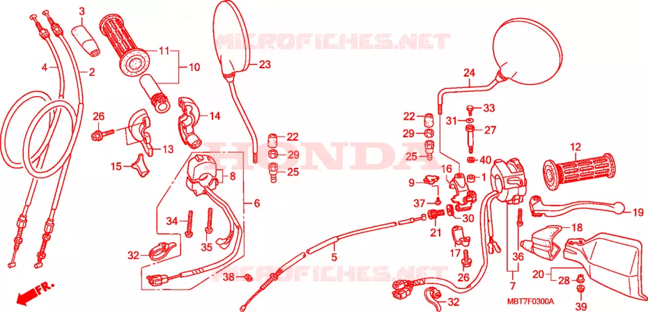 LEVIER DE GUIDON - CABLE - COMMODO Honda MOTO 1000 VARADERO 2009  XL1000VA7