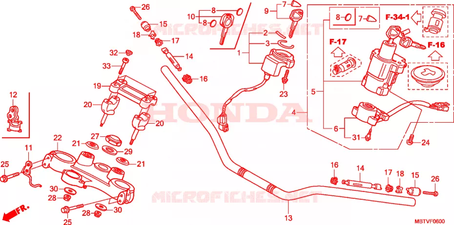 GUIDON - TE DE FOURCHE Honda MOTO 1000 VARADERO 2011  XL1000VB