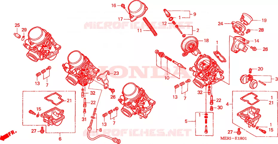 CARBURATEUR (PIECES CONSTITUTIVES) Honda MOTO 600 CBF 2004  CBF600S4
