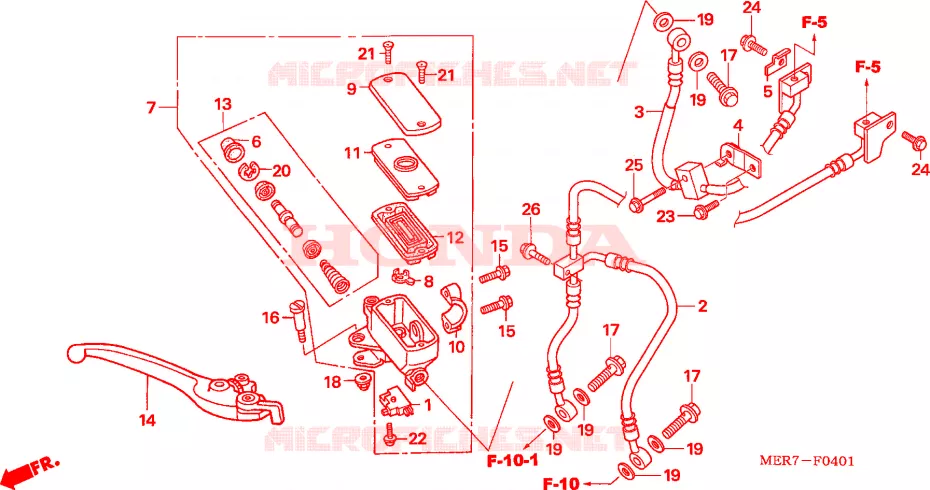 MAITRE-CYLINDRE FREIN AV.(CBF600SA6/NA6) Honda MOTO 600 CBF 2006  CBF600NA6