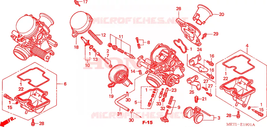 CARBURATEUR (PIECES CONSTITUTIVES) Honda MOTO 500 CBF 2006  CBF500A6
