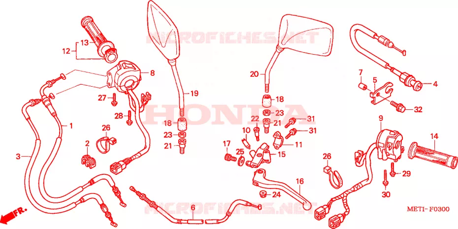 LEVIER DE GUIDON - CABLE - COMMODO Honda MOTO 500 CBF 2005  CBF5004