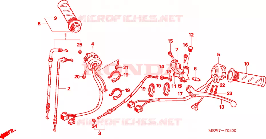 LEVIER DE GUIDON - CABLE - COMMODO Honda MOTO 700 DEAUVILLE 2008  NT700VA8