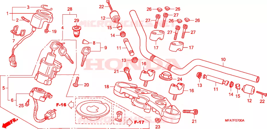 GUIDON - TE DE FOURCHE Honda MOTO 1000 CBF 2007  CBF1000S7