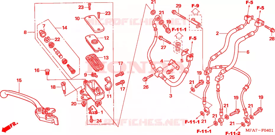 MAITRE-CYLINDRE FREIN AV.(CBF1000A/T/S) Honda MOTO 1000 CBF 2007  CBF1000A7