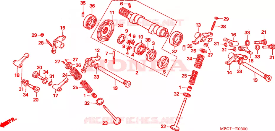 ARBRE A CAMES - SOUPAPE Honda MOTO 650 FMX 2005  FMX6505