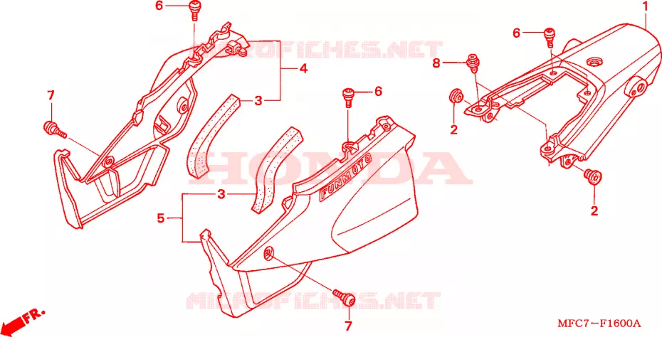 COUVERCLES LATERAUX Honda MOTO 650 FMX 2005  FMX6505_F