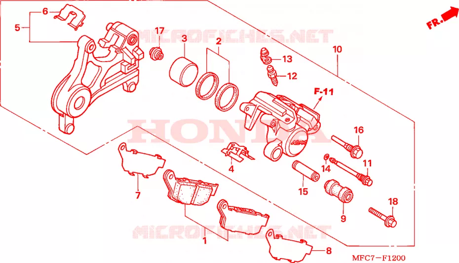 ETRIER DE FREIN ARRIERE Honda MOTO 650 FMX 2006  FMX6506