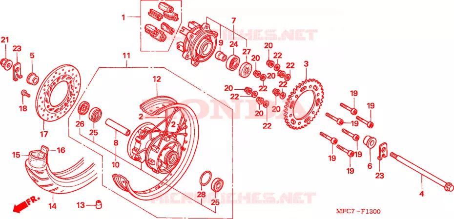 ROUE ARRIERE Honda MOTO 650 FMX 2006  FMX6505_F