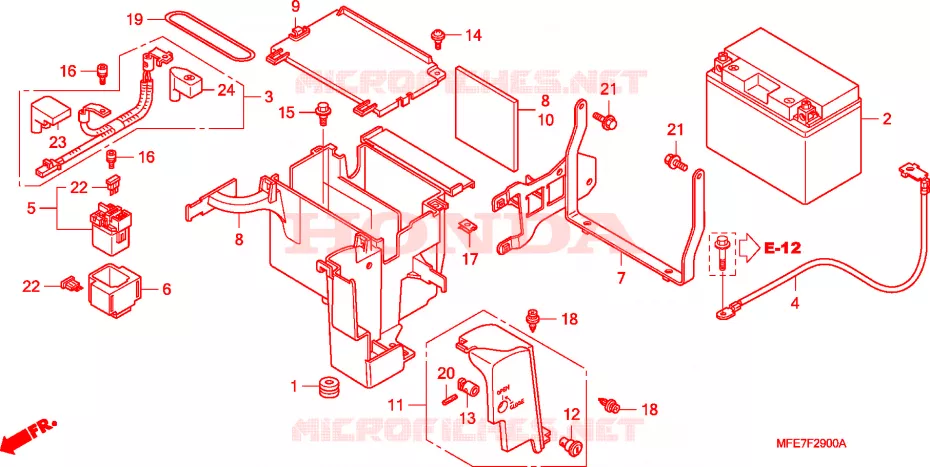 BATTERIE (VT750C2/C2F/C2B) Honda MOTO 750 SHADOW 2009  VT750C2F9