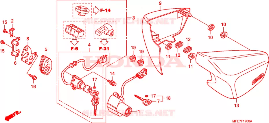 COUVERCLES LATERAUX Honda MOTO 750 SHADOW 2008  VT750C28