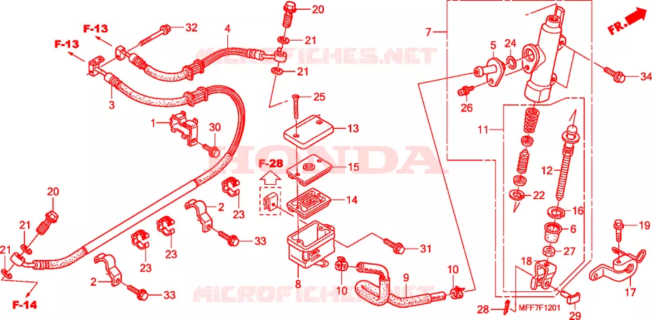 MAITRE-CYLINDRE FREIN AR.(ABS) Honda MOTO 700 TRANSALP 2008  XL700VA8