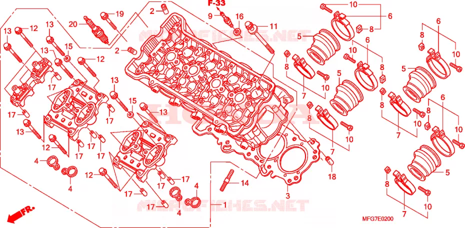 CULASSE Honda MOTO 600 HORNET 2008  CB600FA7