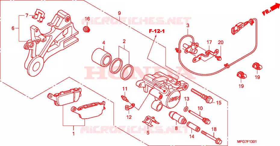 ETRIER DE FREIN ARRIERE  Honda MOTO 600 HORNET 2008  CB600FA7