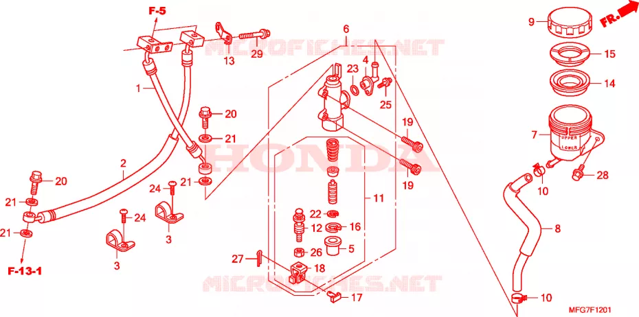 MAITRE-CYLINDRE FREIN AR. CYLINDRE(CB600FA/FA3) Honda MOTO 600 HORNET 2008  CB600FA7